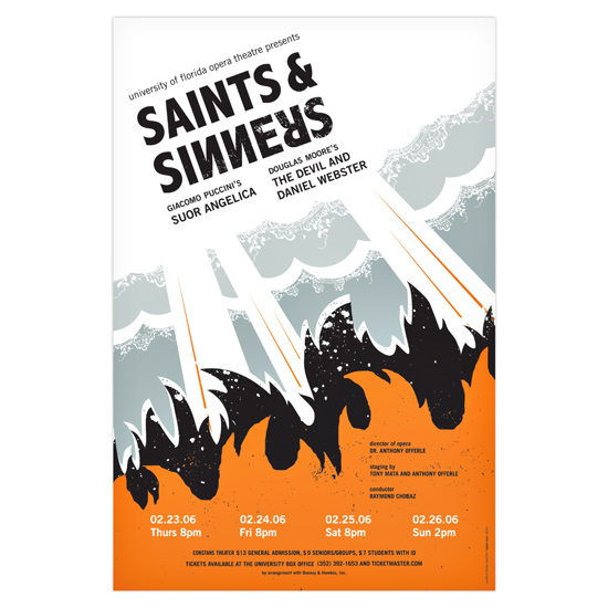 UF Mint design: Saints and Sinners poster